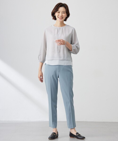 J.PRESS（ジェイプレス）の「チェックプリント カットソー（Tシャツ/カットソー・レディース・ライトグリーン系3/サックスブルー系3/ホワイト系3・LARGE/MEDIUM）」の4枚目の写真
