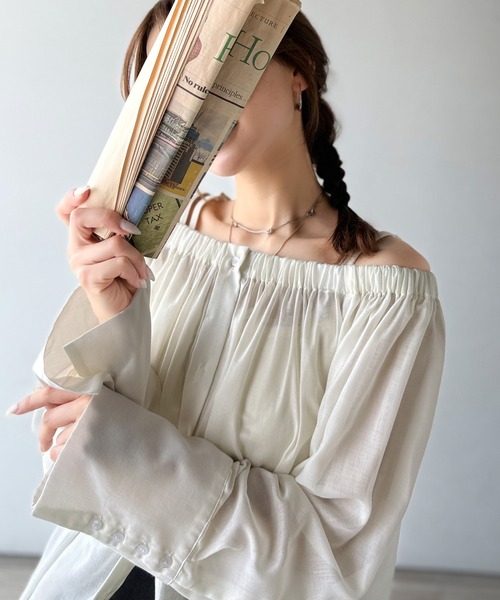 セール】着るたび煌めきときめく。2wayオフショルチュニックギャザー