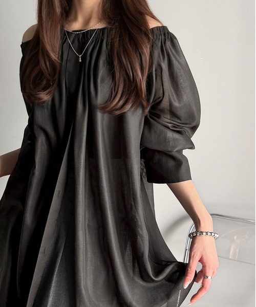 セール】着るたび煌めきときめく。2wayオフショルチュニックギャザー