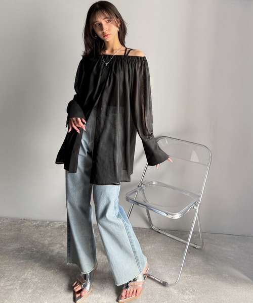 セール】着るたび煌めきときめく。2wayオフショルチュニックギャザー