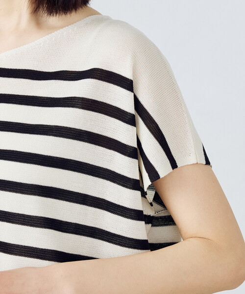 COMME CA ISM（コムサイズム）の「【ウォッシャブル】前後２WAY フレンチスリーブニットTシャツ（ニット/セーター・レディース・ネイビー×ホワイト/ブラック×ホワイト・FREE）」の18枚目の写真
