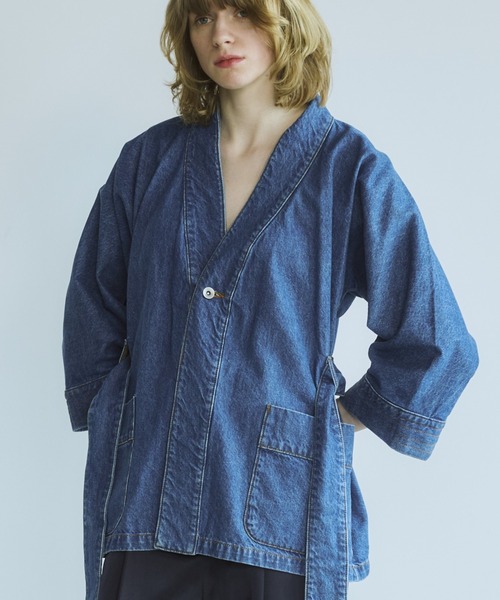 OPULENCE(オーピュレンス)の「Wrap Denim Town Jacket(デニムジャケット・レディース・ブラック/インディゴブルー・FREE)」の2枚目の写真