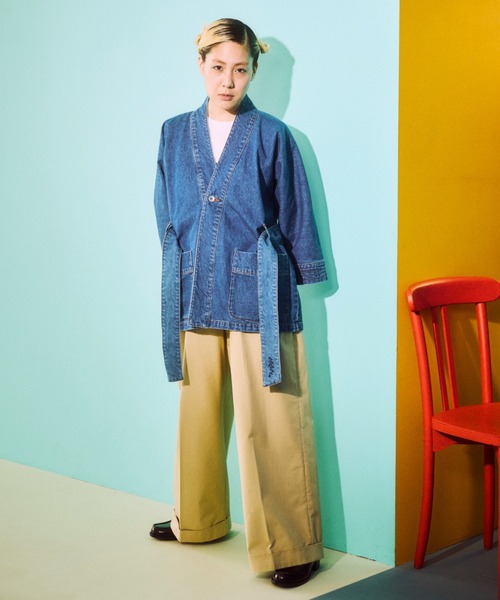 OPULENCE(オーピュレンス)の「Wrap Denim Town Jacket(デニムジャケット・レディース・ブラック/インディゴブルー・FREE)」の3枚目の写真