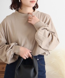 バルーンスリーブモックネックトップス