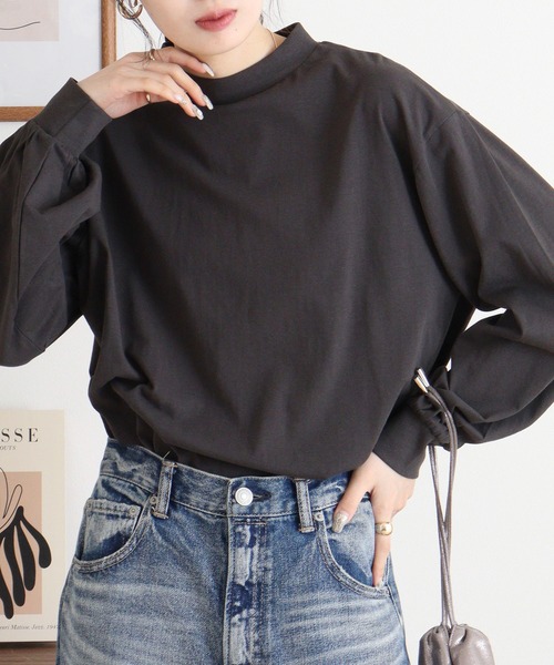 atONE(アットワン)の「バルーンスリーブモックネックトップス(Tシャツ/カットソー・レディース・ミント/オフホワイト/チャコールグレー/グレイッシュベージュ/ブラック・4L~5L/M-L/LL~3L)」の3枚目の写真
