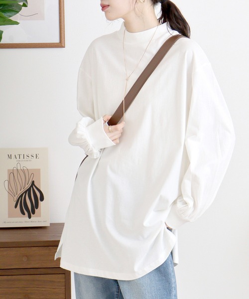atONE(アットワン)の「バルーンスリーブモックネックトップス(Tシャツ/カットソー・レディース・ミント/オフホワイト/チャコールグレー/グレイッシュベージュ/ブラック・4L~5L/M-L/LL~3L)」の12枚目の写真