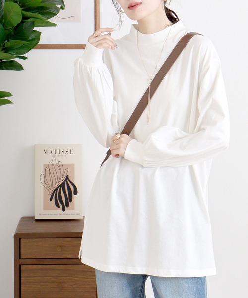 atONE(アットワン)の「バルーンスリーブモックネックトップス(Tシャツ/カットソー・レディース・ミント/オフホワイト/チャコールグレー/グレイッシュベージュ/ブラック・4L~5L/M-L/LL~3L)」の13枚目の写真