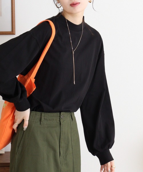 atONE(アットワン)の「バルーンスリーブモックネックトップス(Tシャツ/カットソー・レディース・ミント/オフホワイト/チャコールグレー/グレイッシュベージュ/ブラック・4L~5L/M-L/LL~3L)」の18枚目の写真