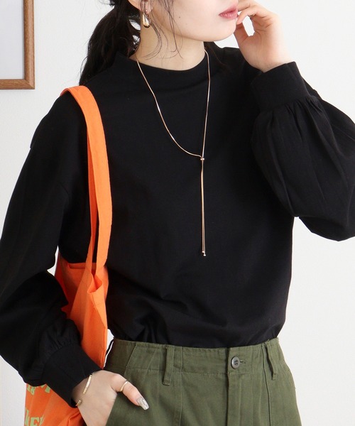 atONE(アットワン)の「バルーンスリーブモックネックトップス(Tシャツ/カットソー・レディース・ミント/オフホワイト/チャコールグレー/グレイッシュベージュ/ブラック・4L~5L/M-L/LL~3L)」の17枚目の写真