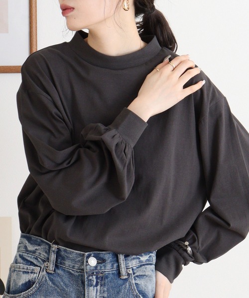 atONE(アットワン)の「バルーンスリーブモックネックトップス(Tシャツ/カットソー・レディース・ミント/オフホワイト/チャコールグレー/グレイッシュベージュ/ブラック・4L~5L/M-L/LL~3L)」の20枚目の写真