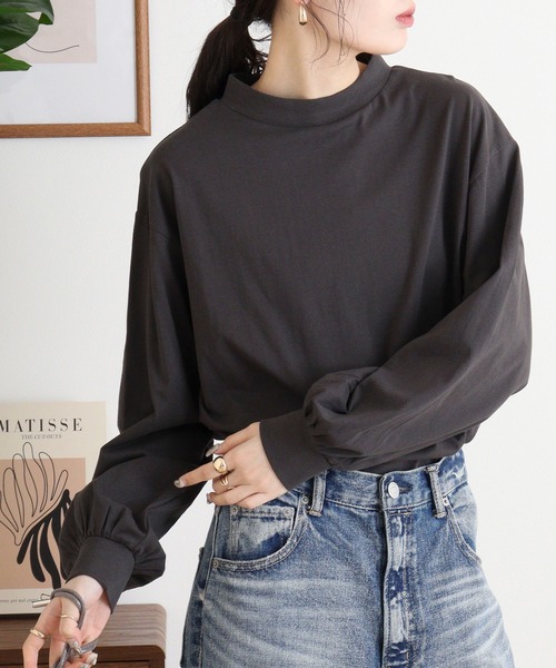 atONE(アットワン)の「バルーンスリーブモックネックトップス(Tシャツ/カットソー・レディース・ミント/オフホワイト/チャコールグレー/グレイッシュベージュ/ブラック・4L~5L/M-L/LL~3L)」の22枚目の写真