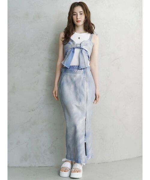 セール】GLITTER DENIM ZIP TIGHT SKIRT/グリッターデニムジップ