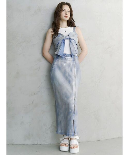 セール】GLITTER DENIM ZIP TIGHT SKIRT/グリッターデニムジップ