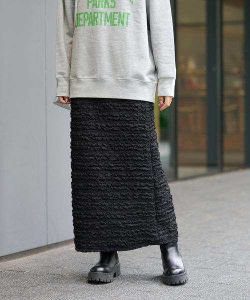 JOURNAL STANDARD relume（ジャーナルスタンダード　レリューム）の「《追加》シャーリングジャガードスカート（スカート・レディース・ブラック・FREE）」の10枚目の写真