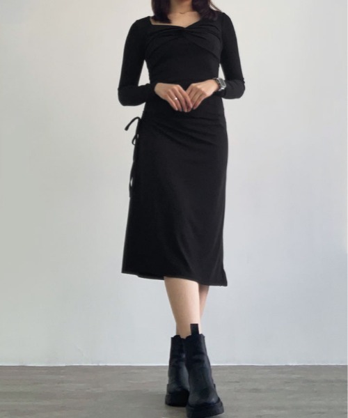 kirakiraShop(キラキラショップ)の「サイド ドロースト リング ワンピース(ワンピース・レディース・ピンク/ブラック・FREE)」の9枚目の写真