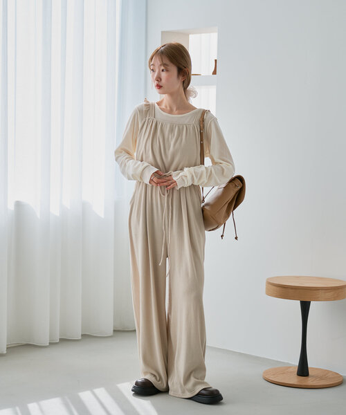 セール】【2サイズ展開/低身長サイズ/着丈調節可】フリルサロペット