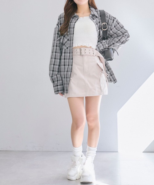 OLIVE des OLIVE（オリーブデオリーブ）の「ベルト付きカーゴミニスカート（スカート・レディース・キャメル/ライトベージュ/ブラック系その他・FREE）」の21枚目の写真