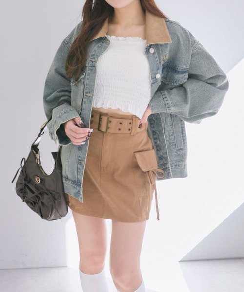 OLIVE des OLIVE（オリーブデオリーブ）の「ベルト付きカーゴミニスカート（スカート・レディース・キャメル/ライトベージュ/ブラック系その他・FREE）」の11枚目の写真