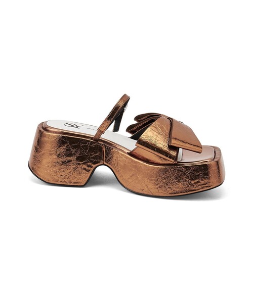 SY UNITED ARROWS（シーユナイテッドアローズ）の「＜SY＞ ビッグリボンウェッジ サンダル75●（サンダル・レディース・ゴールド/ブラック・L/M/S）」の5枚目の写真