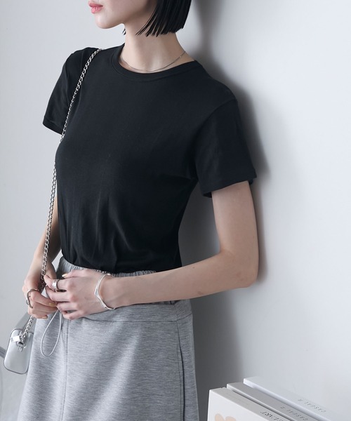MILLER(ミラー)の「【forksy.】【Robert P. Miller】ロバート ピー ミラー シアー コンパクト クルーネックTシャツ(Tシャツ/カットソー・レディース・シャーベット/オフホワイト/ライトグリーン/ブラック・FREE)」の3枚目の写真