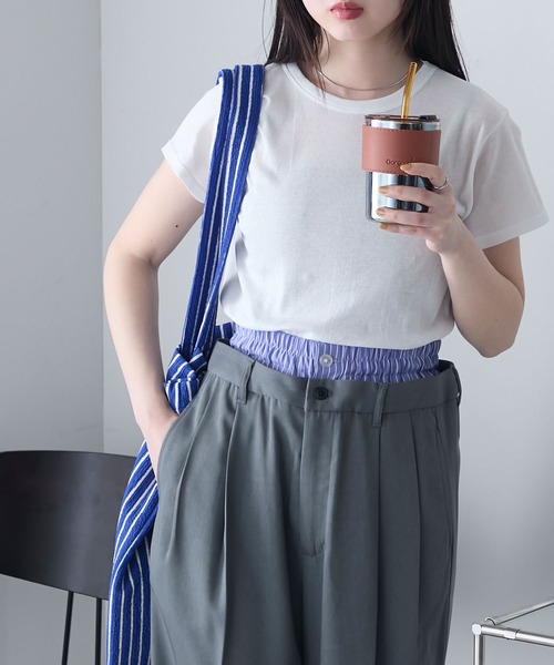 MILLER(ミラー)の「【forksy.】【Robert P. Miller】ロバート ピー ミラー シアー コンパクト クルーネックTシャツ(Tシャツ/カットソー・レディース・シャーベット/オフホワイト/ライトグリーン/ブラック・FREE)」の6枚目の写真