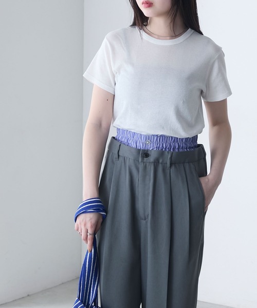 MILLER(ミラー)の「【forksy.】【Robert P. Miller】ロバート ピー ミラー シアー コンパクト クルーネックTシャツ(Tシャツ/カットソー・レディース・シャーベット/オフホワイト/ライトグリーン/ブラック・FREE)」の7枚目の写真