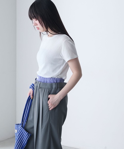MILLER(ミラー)の「【forksy.】【Robert P. Miller】ロバート ピー ミラー シアー コンパクト クルーネックTシャツ(Tシャツ/カットソー・レディース・シャーベット/オフホワイト/ライトグリーン/ブラック・FREE)」の8枚目の写真