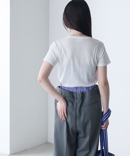 MILLER(ミラー)の「【forksy.】【Robert P. Miller】ロバート ピー ミラー シアー コンパクト クルーネックTシャツ(Tシャツ/カットソー・レディース・シャーベット/オフホワイト/ライトグリーン/ブラック・FREE)」の9枚目の写真