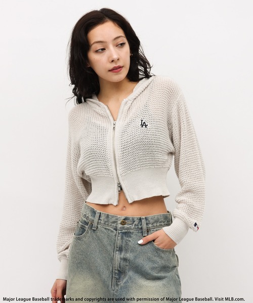 BACK TO THE FIELD(バック トゥー ザ フィールド)の「【MLB】刺繍ワッペンメッシュニットZIPパーカー(パーカー・レディース・イエロー/ホワイト/ブラック・FREE)」の17枚目の写真