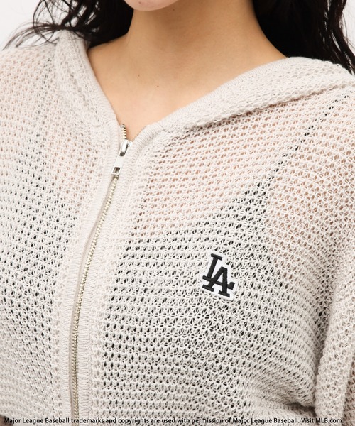 BACK TO THE FIELD(バック トゥー ザ フィールド)の「【MLB】刺繍ワッペンメッシュニットZIPパーカー(パーカー・レディース・イエロー/ホワイト/ブラック・FREE)」の4枚目の写真