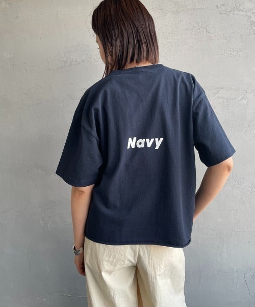 FUNG（ファング）の「[FUNG/ファング] MAYBE カットオフプリントTシャツ（Tシャツ/カットソー・レディース・ネイビー・M）」の8枚目の写真