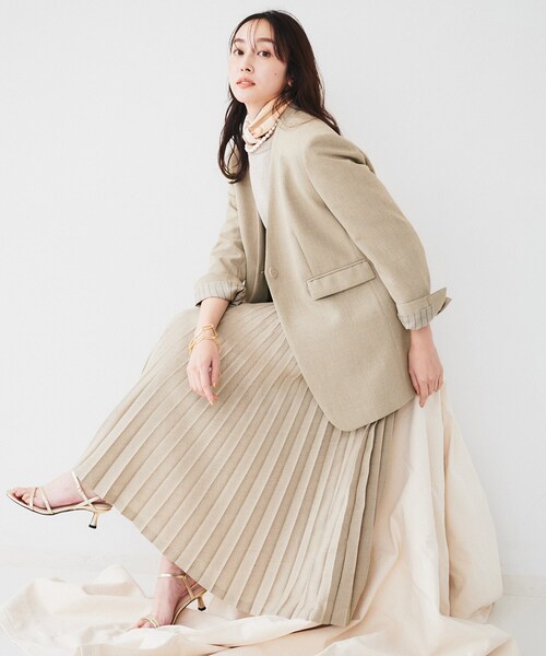 UNTITLED（アンタイトル）の「【セットアップ可能】リネンライクキャンバス カラーレスジャケット（ノーカラージャケット・レディース・ベージュ/アイボリー・00/01/02/03/04/42/44/46/48/50）」の10枚目の写真