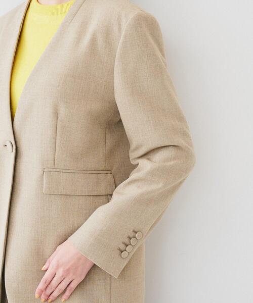 UNTITLED（アンタイトル）の「【セットアップ可能】リネンライクキャンバス カラーレスジャケット（ノーカラージャケット・レディース・ベージュ/アイボリー・00/01/02/03/04/42/44/46/48/50）」の19枚目の写真