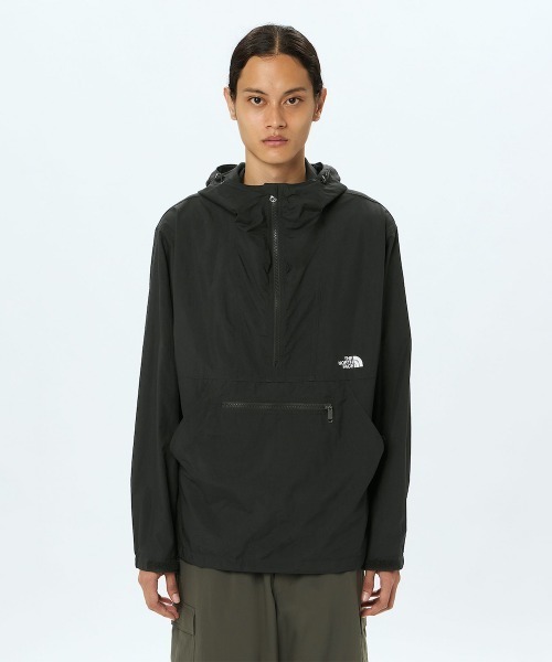 （美品）ノースフェイス　 コンパクトアノラックナイロンジャケット ブラック THE NORTH FACE ナイロンジャケット 「THE FACE」コンパクト