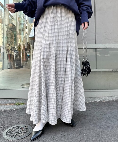 CIAOPANIC TYPY（チャオパニックティピー）の「レース・チェック柄マーメイドスカート（スカート・レディース・ホワイト/ブラック/イエロー・ONE SIZE）」の4枚目の写真