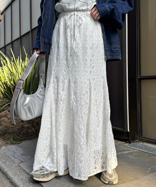 CIAOPANIC TYPY（チャオパニックティピー）の「レース・チェック柄マーメイドスカート（スカート・レディース・ホワイト/ブラック/イエロー・ONE SIZE）」の6枚目の写真