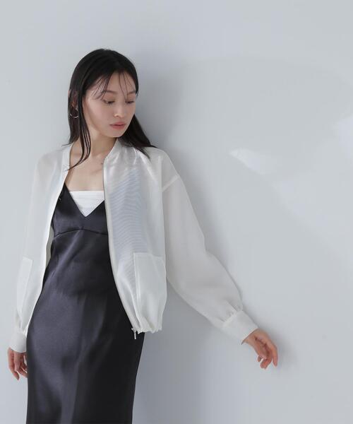 NATURAL BEAUTY BASIC(ナチュラルビューティーベーシック)の「◇【Oggi掲載】メッシュブルゾン(ブルゾン・レディース・ブラック/オフホワイト・FREE)」の1枚目の写真
