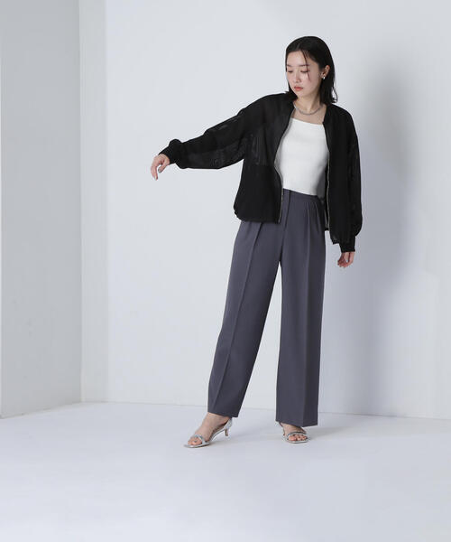 NATURAL BEAUTY BASIC（ナチュラルビューティーベーシック）の「◇【Oggi掲載】メッシュブルゾン（ブルゾン・レディース・ブラック/オフホワイト・FREE）」の6枚目の写真