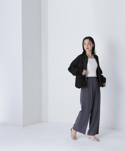 NATURAL BEAUTY BASIC（ナチュラルビューティーベーシック）の「◇【Oggi掲載】メッシュブルゾン（ブルゾン・レディース・ブラック/オフホワイト・FREE）」の8枚目の写真