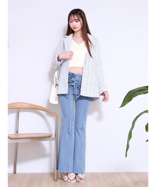 EATME（イートミー）の「コサージュフレアデニムパンツ（デニムパンツ・レディース・ライトブルー/ブラック・SMALL/MEDIUM）」の11枚目の写真