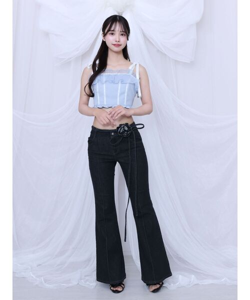 EATME（イートミー）の「コサージュフレアデニムパンツ（デニムパンツ・レディース・ライトブルー/ブラック・SMALL/MEDIUM）」の14枚目の写真