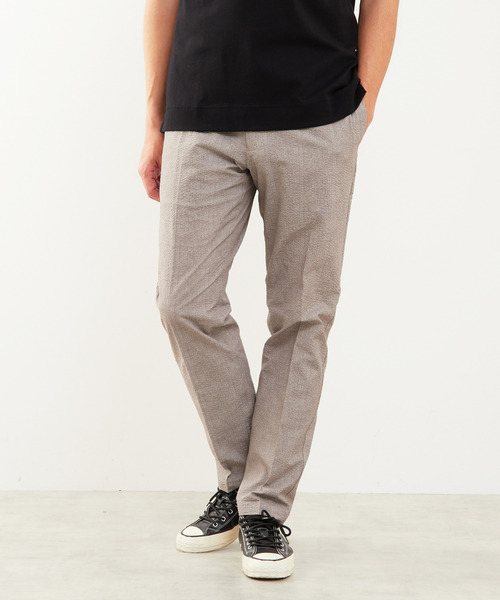 MEN'S MELROSE（メンズメルローズ）の「プリントテックサッカーコンフォートパンツ(セットアップ可)（スラックス・メンズ・チャコールグレー/ベージュ/ネイビー/ライトグレー・5/2/3/4）」の3枚目の写真