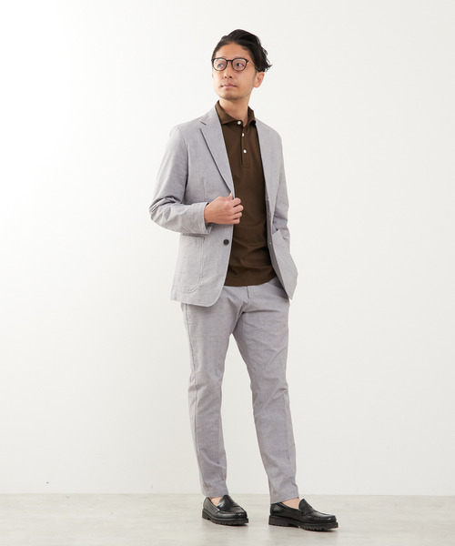 MEN'S MELROSE（メンズメルローズ）の「プリントテックサッカーコンフォートパンツ(セットアップ可)（スラックス・メンズ・チャコールグレー/ベージュ/ネイビー/ライトグレー・5/2/3/4）」の13枚目の写真