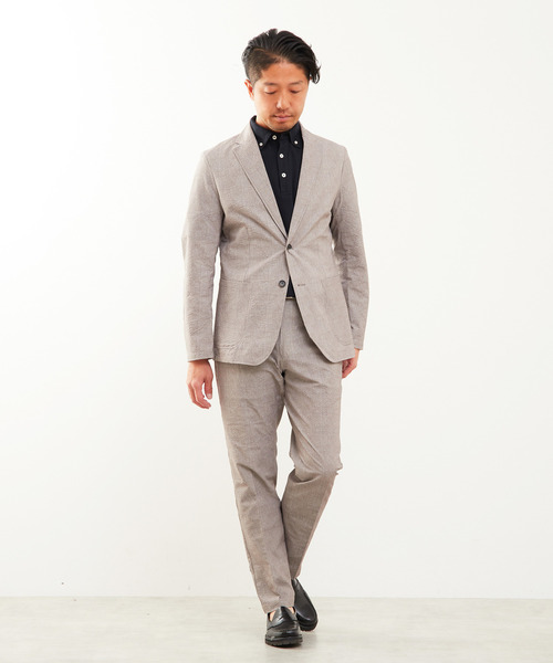 MEN'S MELROSE（メンズメルローズ）の「プリントテックサッカーコンフォートパンツ(セットアップ可)（スラックス・メンズ・チャコールグレー/ベージュ/ネイビー/ライトグレー・5/2/3/4）」の17枚目の写真