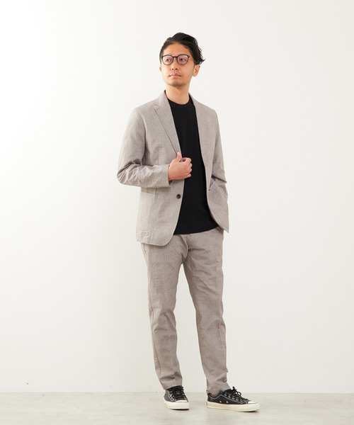 MEN'S MELROSE（メンズメルローズ）の「プリントテックサッカーコンフォートパンツ(セットアップ可)（スラックス・メンズ・チャコールグレー/ベージュ/ネイビー/ライトグレー・5/2/3/4）」の18枚目の写真