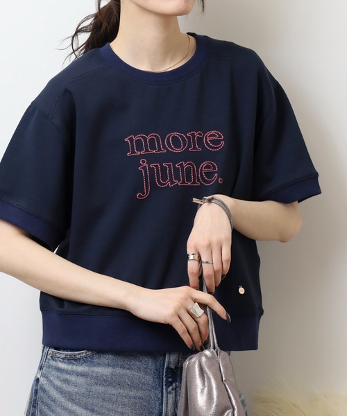 tシャツ EGLANTINE チェーンステッチ加工 半袖ロゴカットソープルオーバー レディース EGLANTINE tシャツ チェーンステッチ加工 半袖ロゴカットソー