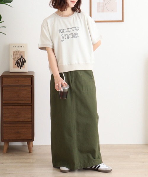 tシャツ EGLANTINE チェーンステッチ加工 半袖ロゴカットソープルオーバー レディース EGLANTINE tシャツ チェーンステッチ加工 半袖ロゴカットソー