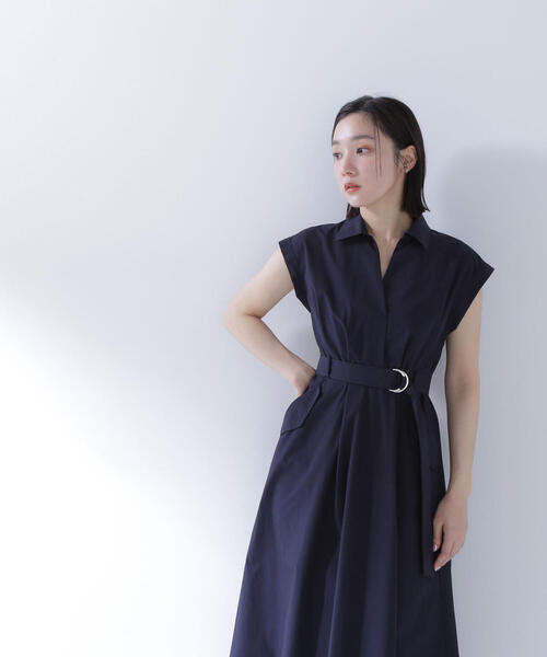 NATURAL BEAUTY BASIC（ナチュラルビューティーベーシック）の「◇ベルテッドポケットシャツワンピース（シャツワンピース・レディース・ネイビー/ベージュ/オレンジ・MEDIUM/SMALL/P/S）」の13枚目の写真
