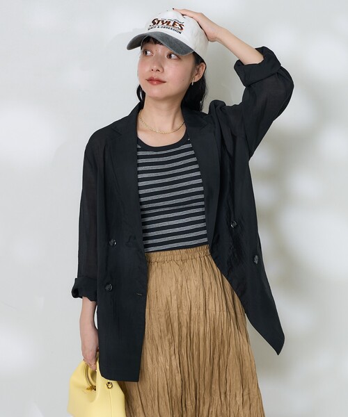 FREAK'S STORE(フリークスストア)の「シアージャケット/ダブルブレストジャケット(テーラードジャケット・レディース・ブラック/ピンク系その他/グレー・フリ-)」の21枚目の写真