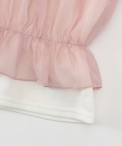 algy(アルジー)の「シアードッキング半袖トップス(Tシャツ/カットソー・キッズ・ピンク/チェック/オフホワイト・XXX-SMALL/MEDIUM/SMALL/X-SMALL/XX-SMALL)」の4枚目の写真